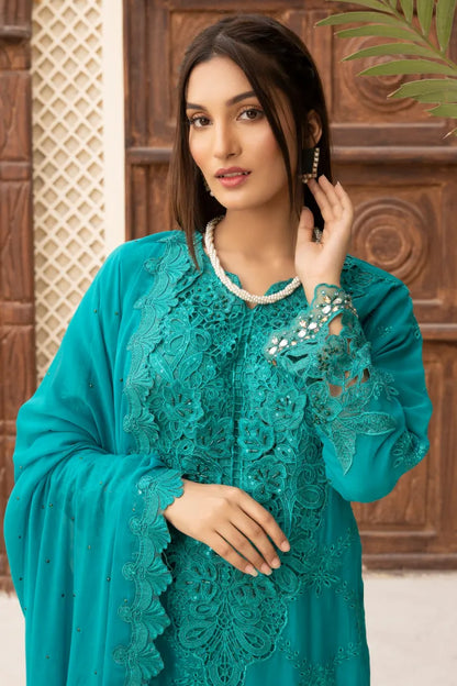 Partywear Chiffon Maria B 1464 Jade Green