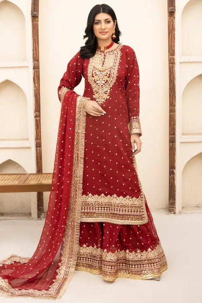 Partywear Chiffon Asim Jofa 1464 Mahroon