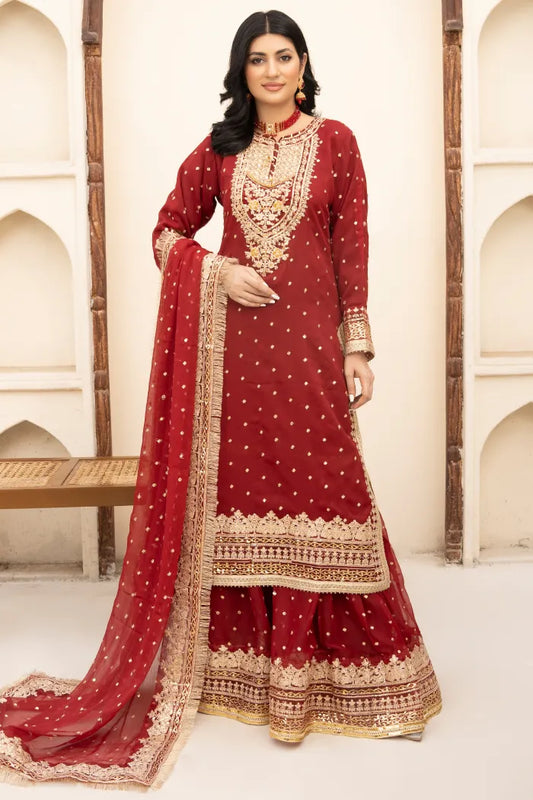 Partywear Chiffon Asim Jofa 1464 Mahroon