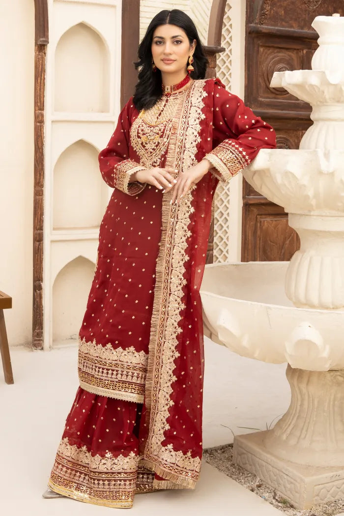 Partywear Chiffon Asim Jofa 1464 Mahroon