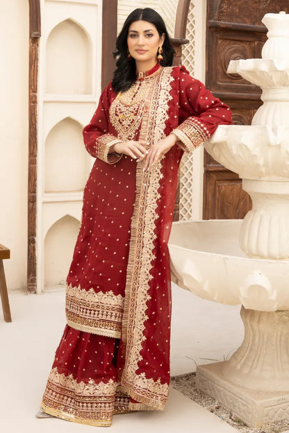 Partywear Chiffon Asim Jofa 1464 Mahroon