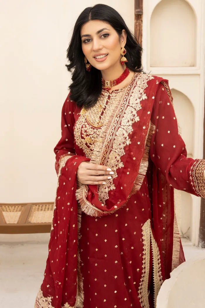 Partywear Chiffon Asim Jofa 1464 Mahroon