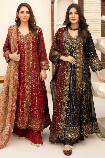 Partywear Chiffon Angrakha Aik Atelier 1464 Black