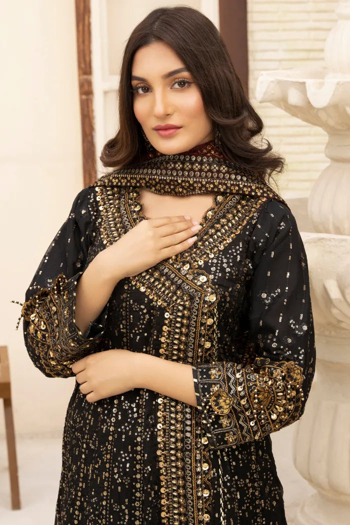 Partywear Chiffon Angrakha Aik Atelier 1464 Black