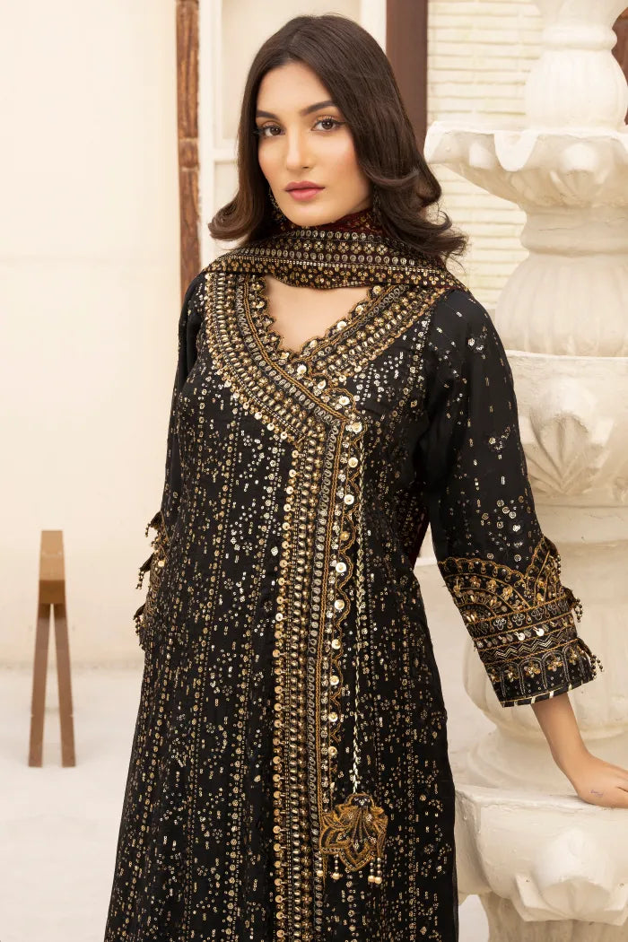 Partywear Chiffon Angrakha Aik Atelier 1464 Black