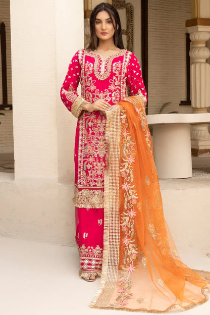 Partywear Chiffon Asim Jofa 1464 Pink