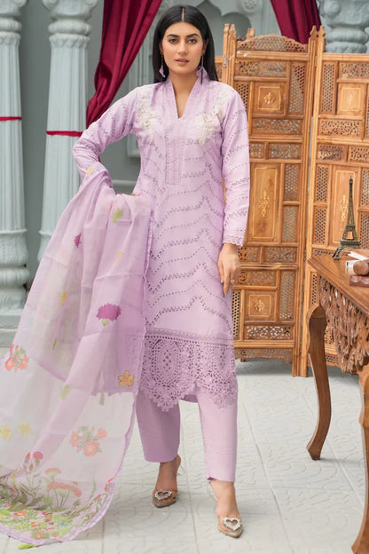 Maria B Leaser Cut Embroidered Lawn 1468 Lavender