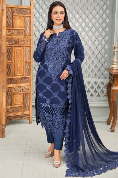 Partywear Chiffon Maria B 1464 Cadbury Navy