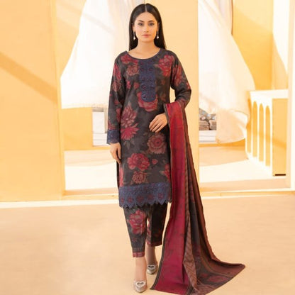 Pakistani Suits Dhanak Baroque Ladies Embroidery-1462-red rose