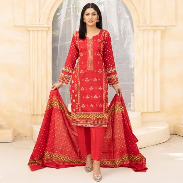 Pakistani Suits Embroidery Lawn Beechtree 1466 Redish