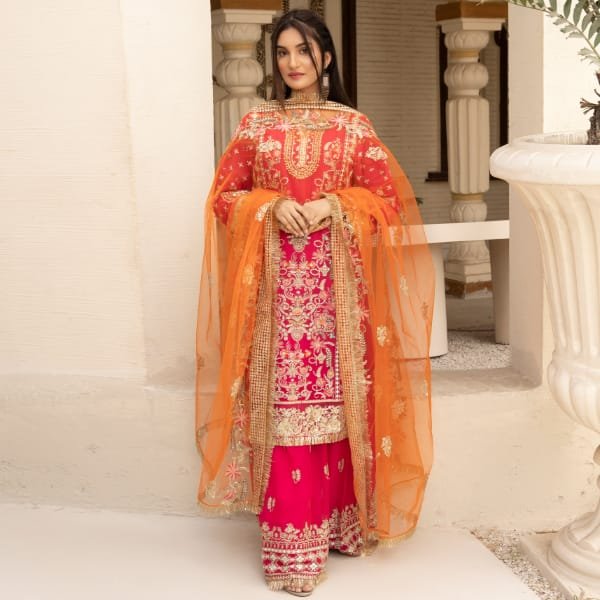 Partywear Chiffon Asim Jofa 1464 Pink