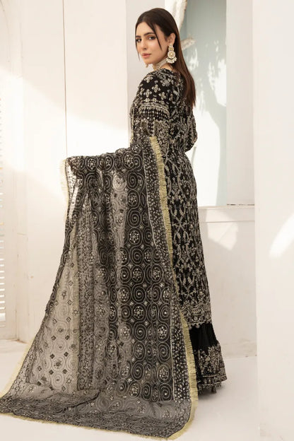 Partywear Chiffon Angrakha Emaan Adeel 1464 Black