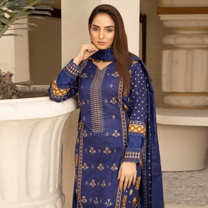 Readymade Embroidery Lawn Beechtree-1466-Navy