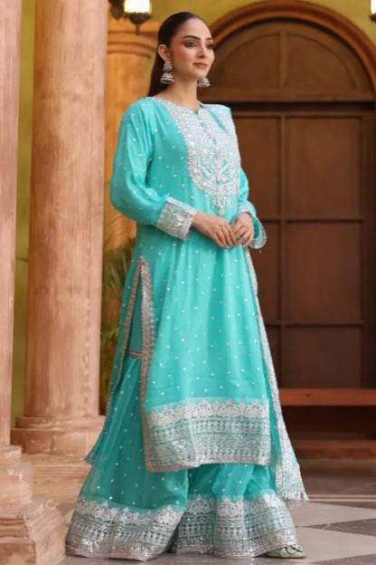 Fancy Ladies Suits Asim Jofa 1464 Light Aqua