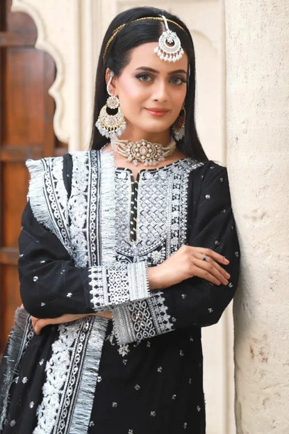 Partywear Chiffon Asim Jofa 1464 Black