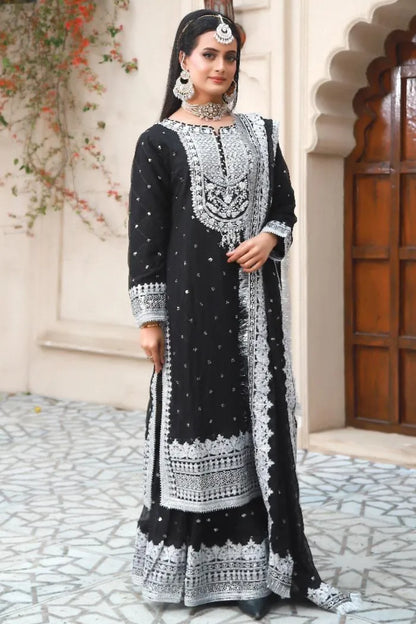 Partywear Chiffon Asim Jofa 1464 Black