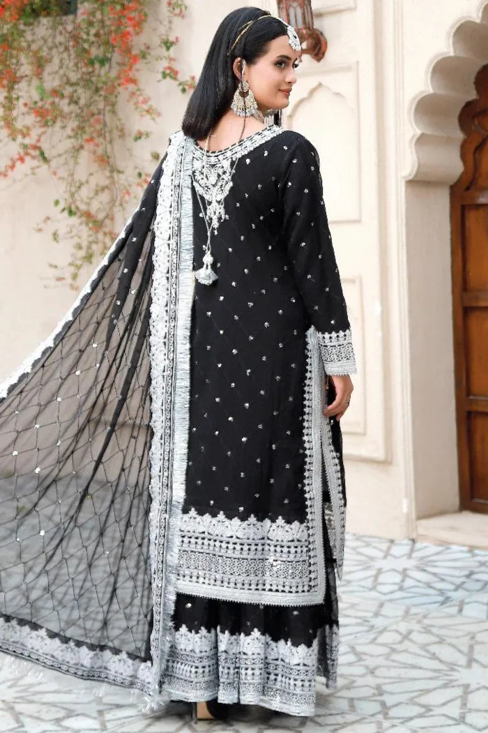 Partywear Chiffon Asim Jofa 1464 Black