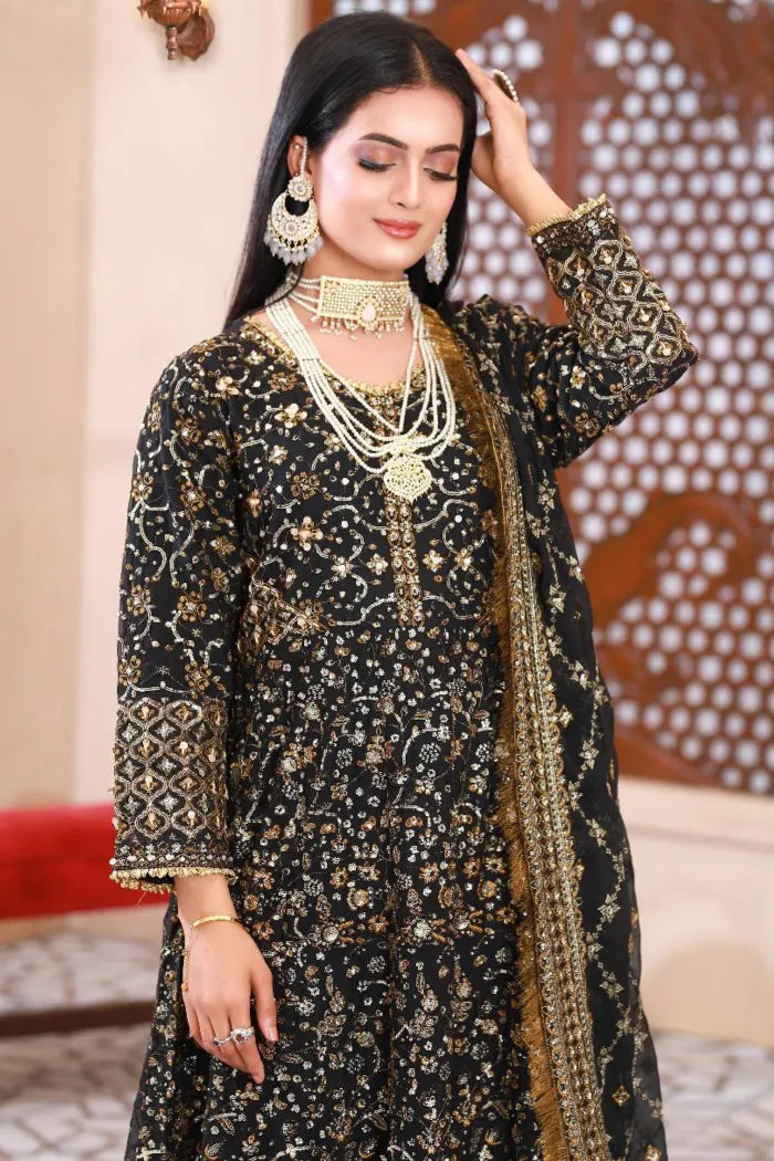 Fancy Ladies Maxi Drees Baroque 1464 Black