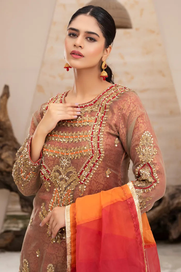 Readymade Ladies Partywear Imrozia-1441-red Jamawar Gharara