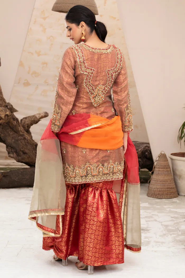 Readymade Ladies Partywear Imrozia-1441-red Jamawar Gharara