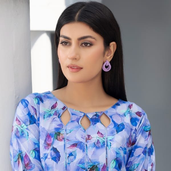 Readymade Linen Ethnic Floral Printed CO-ORDS-1452-Blue