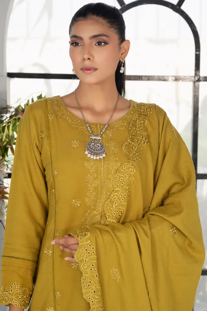 3 pc Ready to wear Winter Dhank Suit |Mustard