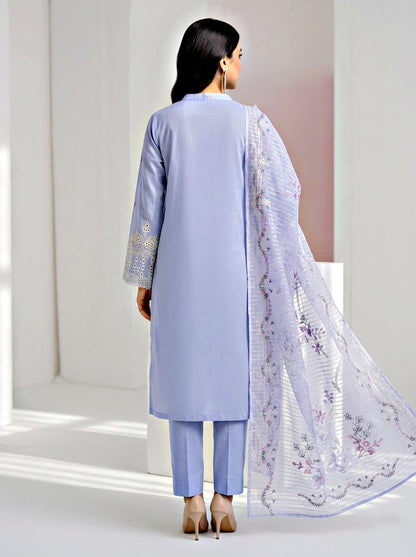 Pakistani Women's Casual Wear 3-Piece Suit - Cotton, SKY Blue | 1491 | Designer Rack