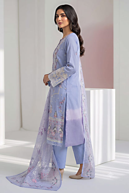 Pakistani Women's Casual Wear 3-Piece Suit - Cotton, SKY Blue | 1491 | Designer Rack
