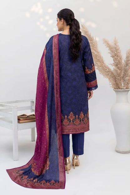 Pakistani Women's Casual Wear 3 pc Suit Linen Blue | 1502 | Designer Rack