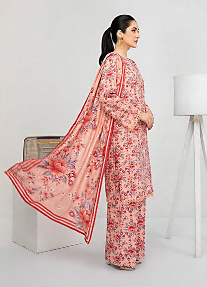 Pakistani Women's Casual Wear 3 pc Printed Embroided Pink Suit | 1502 | Designer Rack
