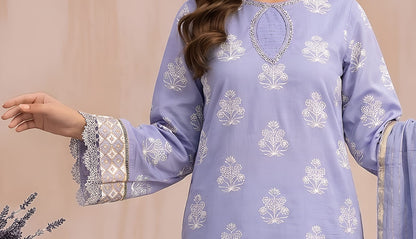 Pakistani Women's Casual Wear 3 pc Suit Cambric Cotton Sky Blue| 1501 | Designer Rack