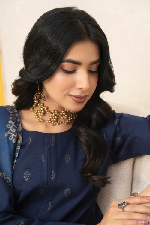 Pakistani Ready to Wear winter Khadder Blue Suit for Women – Winter Designer Collection