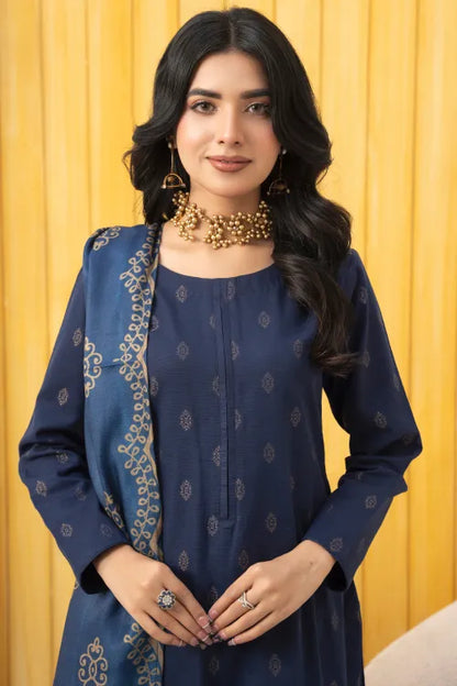 Pakistani Ready to Wear winter Khadder Blue Suit for Women – Winter Designer Collection