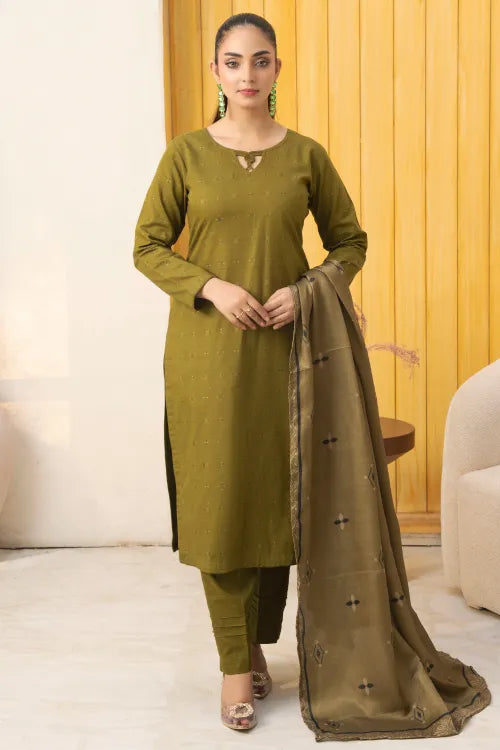 Pakistani Ready to Wear winter Khadder Mustardd Suit for Women – Winter Designer Collection